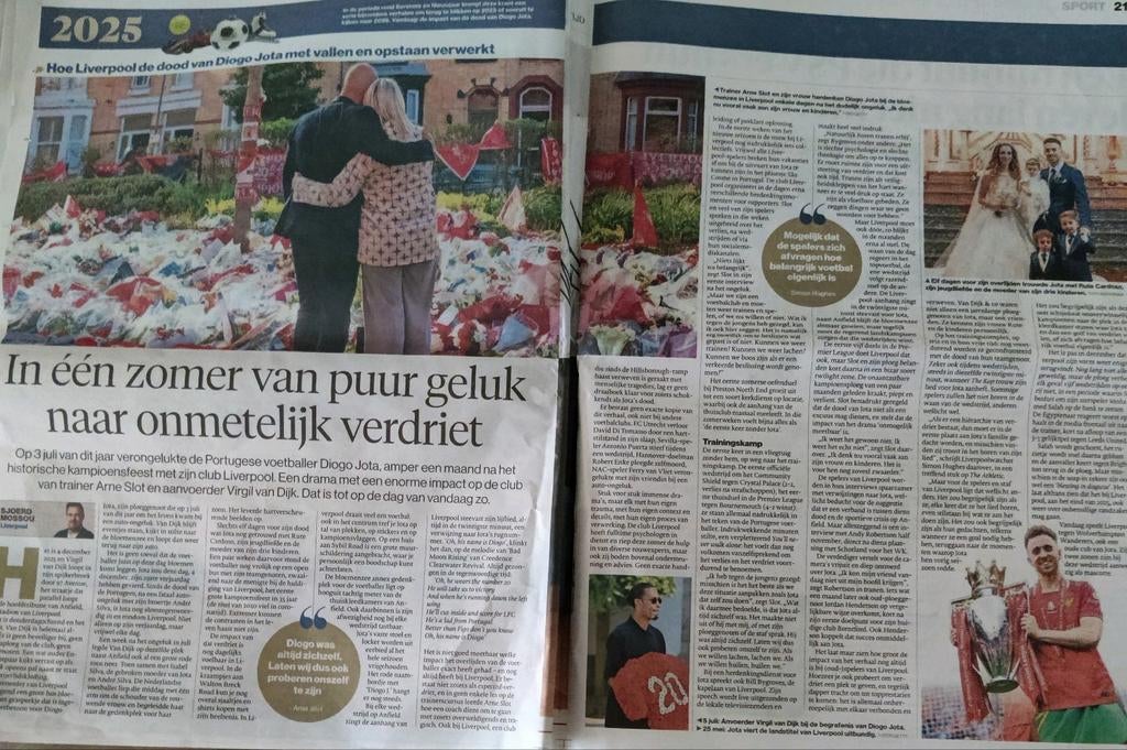 Hoe Liverpool dood van Diogo Jota verwerkt. Krantartikel, Ophalen of Verzenden, 1980 tot heden, Tijdschrift