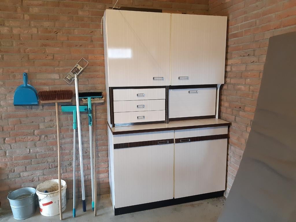 Vintage keukenkast wit met chroom, Ophalen, Gebruikt, Wit
