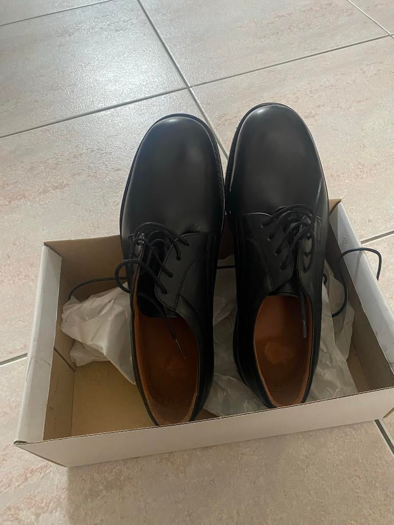 Zwarte Leren Derby Schoenen, Zwart, Nieuw, Ophalen of Verzenden, Veterschoenen