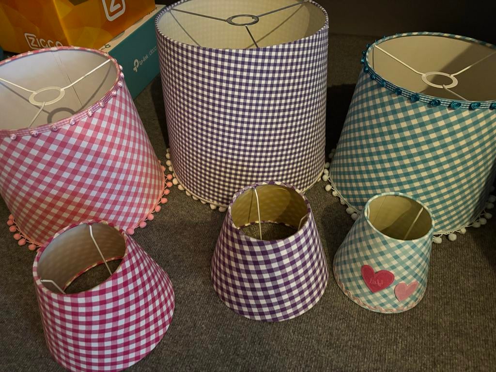Lampenkappen kinderkamer - roze, blauw, paars, Gebruikt, Rond, Ophalen of Verzenden, Overige kleuren