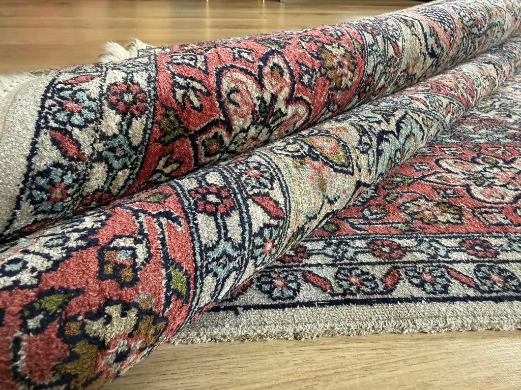 Handgeknoopt vintage Kashmir tapijt 283 x 185 cm, Gebruikt, 150 tot 200 cm, Klassiek – landelijk – eclectisch – bibliotheek, Rechthoekig