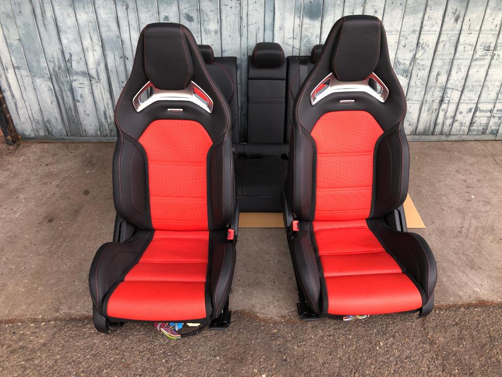 W205 S205 C-klasse designo rood lederen AMG stoelen 555, Auto-onderdelen, Interieur en Bekleding, Ophalen, Gebruikt, Mercedes-Benz
