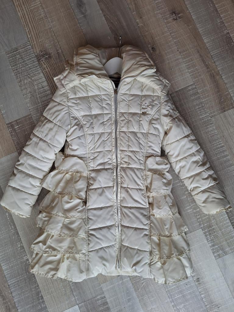 Witte Le Chic winterjas maat 128 ruches ritssluiting, Meisje, Le Chic, Ophalen of Verzenden, Zo goed als nieuw