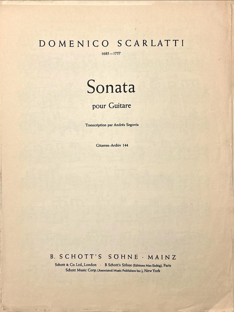 Scarlatti Sonata pour Guitare - Segovia transcriptie, Muziek en Instrumenten, Klassiek, Ophalen of Verzenden, Artiest of Componist