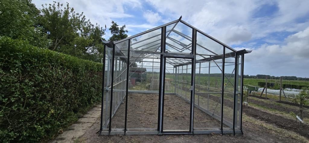 hobbykas 342x580cm refurbished duurzaam stormvast, Ophalen, Glas, Zo goed als nieuw, Staal