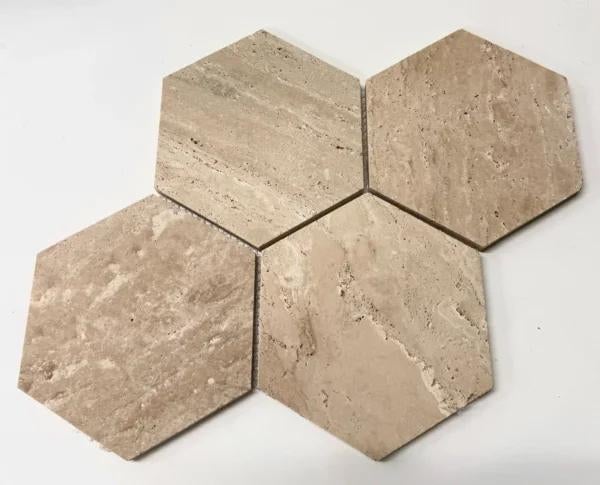 Travertin Hexagon | Mozaiek tegel, Doe-het-zelf en Verbouw, Tegels, Overige materialen, Wandtegels, Nieuw, Ophalen of Verzenden