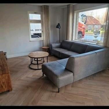 Hoekbank Colorado ecoleder donkergrijs 278x218, Huis en Inrichting, Banken | Bankstellen, Ophalen, 250 tot 300 cm, Gebruikt, Hoekbank