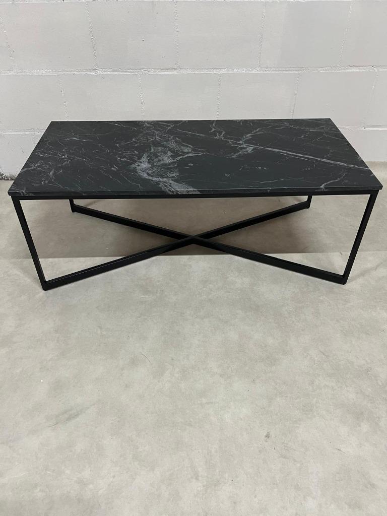 Salontafel Marmer Zwart 105x50x40 Industrieel Stalen Poot