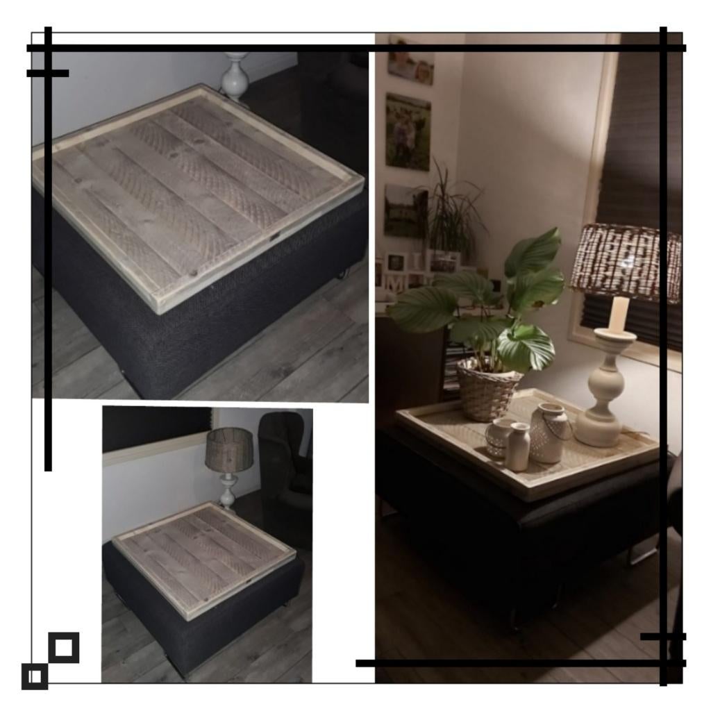 Hocker plateau steigerhout op maat gemaakt. NIEUW, Nieuw, Ophalen of Verzenden, 75 cm of meer, 60 cm of meer