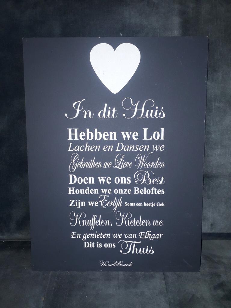 Bord met spreuk        tekstbord, Ophalen of Verzenden