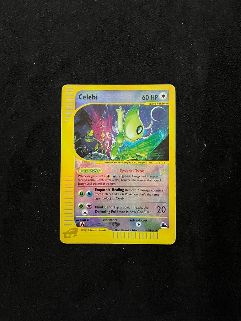 Pokémon, Celebi 145/144 Reverse Holo Skyridge LP, Ophalen of Verzenden, Gebruikt, Losse kaart