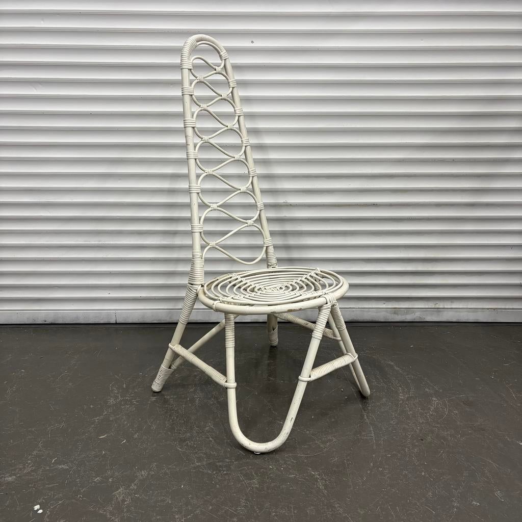 Leuke vintage stoel bamboe, Ophalen, Gebruikt, Wit, Vintage