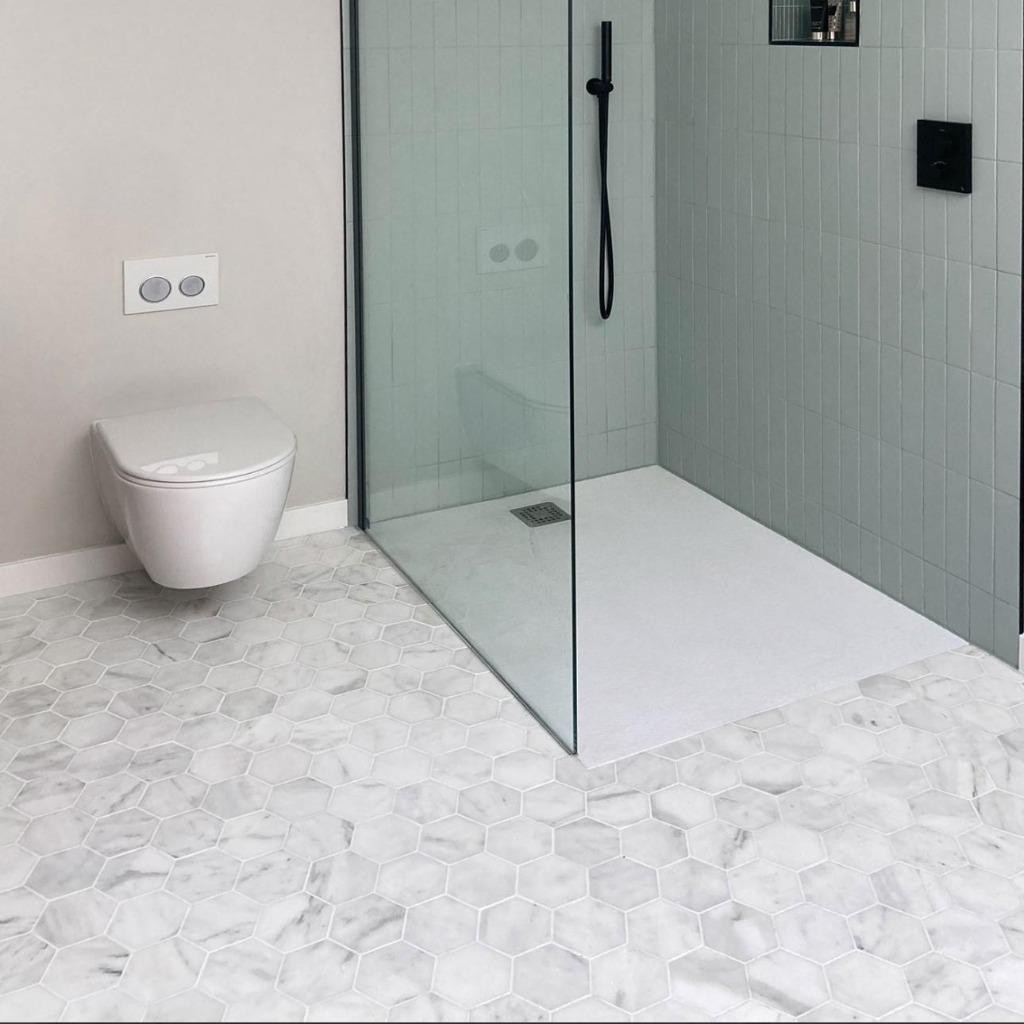Mosaic Marmer Hexagon Essentials Carrara C 48mm poli, Doe-het-zelf en Verbouw, Tegels, Verzenden, Wandtegels, Nieuw, 20 tot 40 cm