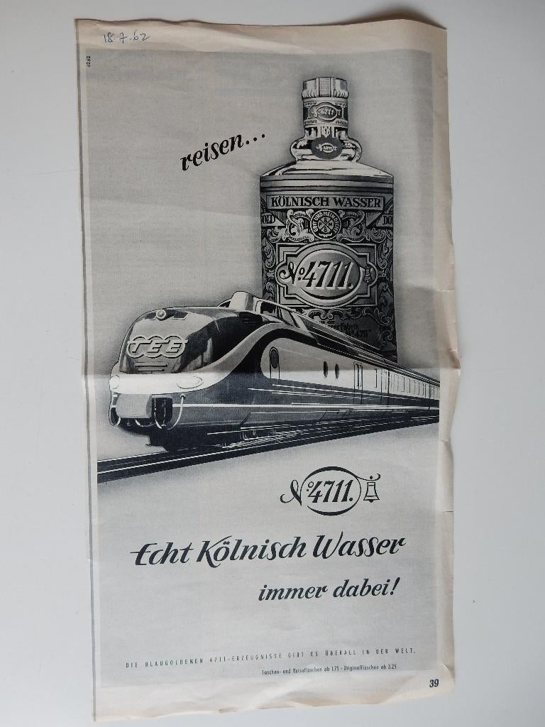 4711 Kölnisch Wasser, Duitse reclame uit tijdschrift (Duits), Ophalen of Verzenden, 1960 tot 1980, Buitenland, Knipsel(s)