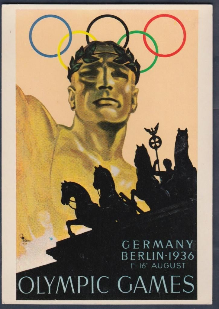 Olympische Spelen 1936 Berlijn Duitsland  Antik Prints, Verzamelen, Ophalen of Verzenden, 1920 tot 1940, Ongelopen, Overige thema's