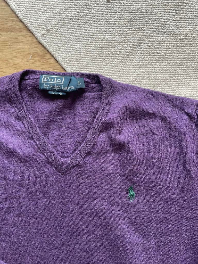 Ralph Lauren Paarse Trui merino 100% merino wol, Ophalen of Verzenden, Zo goed als nieuw, Maat 52/54 (L), Paars
