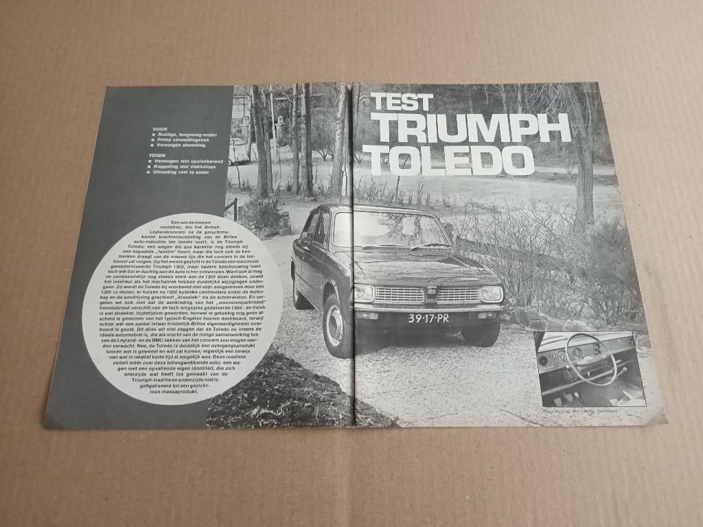 Auto Test (uit oud tijdschrift) Triumph Toledo (1973), Verzenden, Gelezen, Overige merken