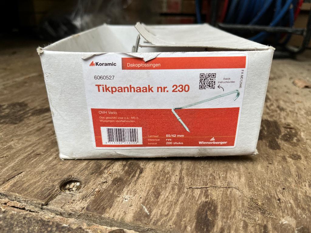Tikpanhaak nr. 230 5,5 doos vol koramic, Ophalen, Steen of Klei, Nieuw, 15 m² of meer
