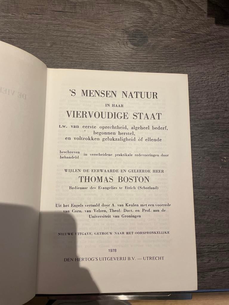 'S Mensen Natuur in Haar Viervoudige Staat - Thomas Boston, Boeken, Ophalen of Verzenden, Gelezen, Christendom | Protestants