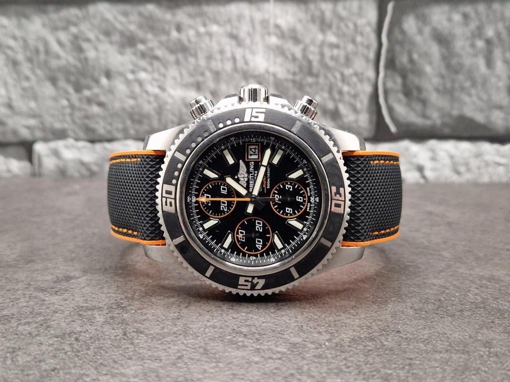 Breitling Superocean Chronograph 2 aut, set 2012, 3 bandjes, Staal, Breitling, Polshorloge, Kunststof
