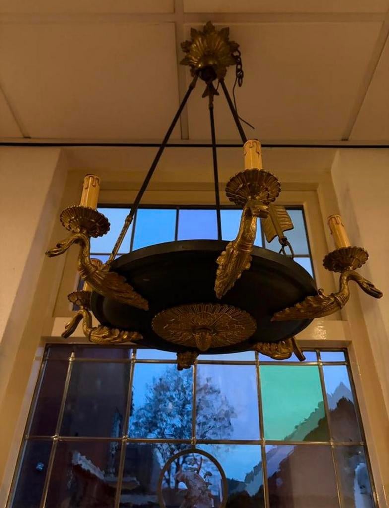 Hanglamp brons empire stijl met Adelaar 19e eeuwse lamp, Ophalen