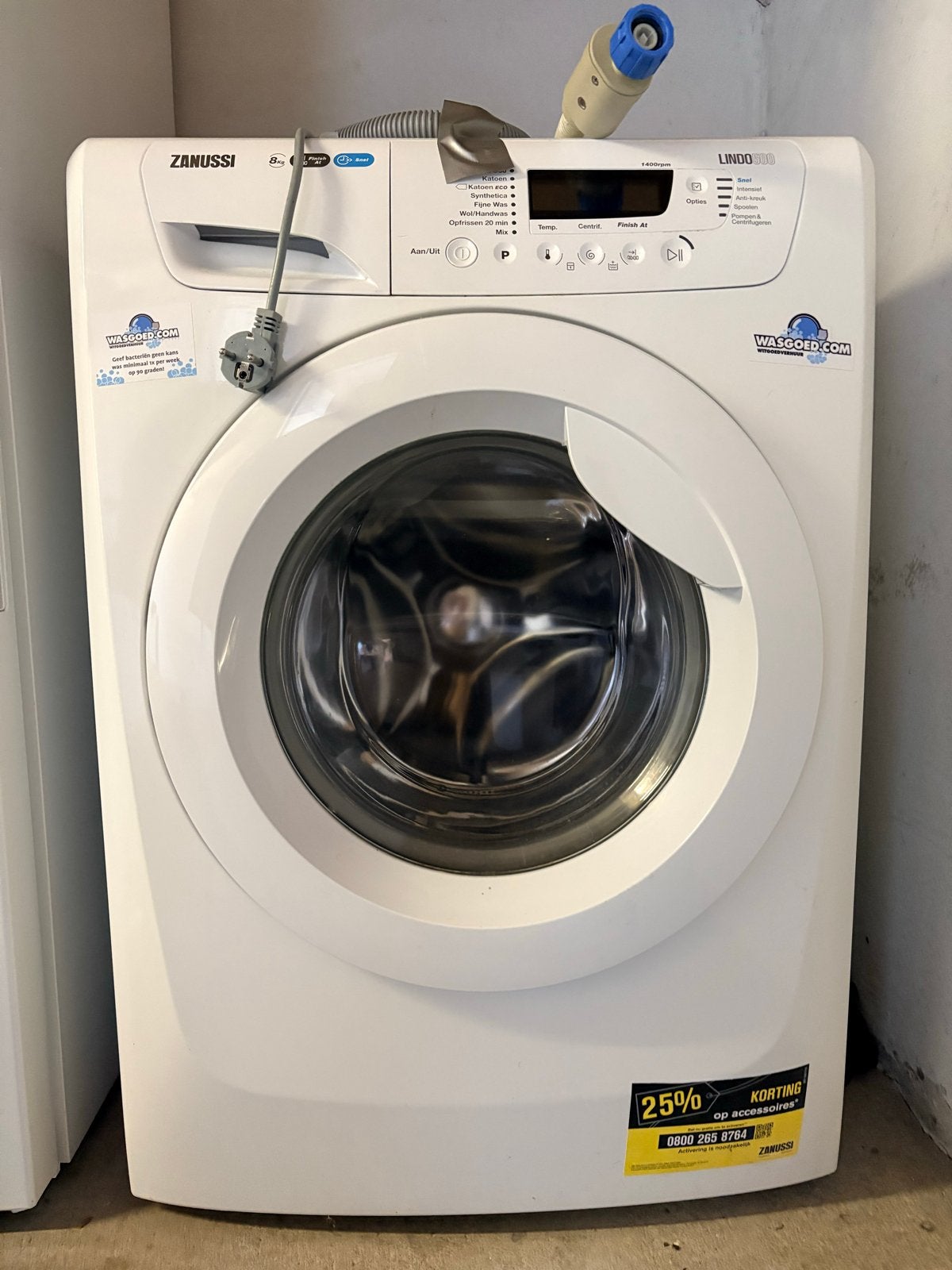 Zanussi Lindo 500 Wasmachine - 8kg, 1400 toeren, Witgoed en Apparatuur, Wasmachines, Ophalen, 1200 tot 1600 toeren, Gebruikt, 8 tot 10 kg