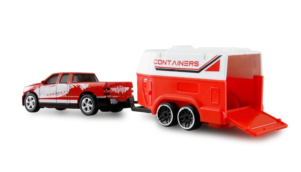 Amewi RC Pick-Up Die Cast with Horse Trailer 1/64 RTR red, Ophalen of Verzenden, Nieuw, Overige schalen, Auto offroad