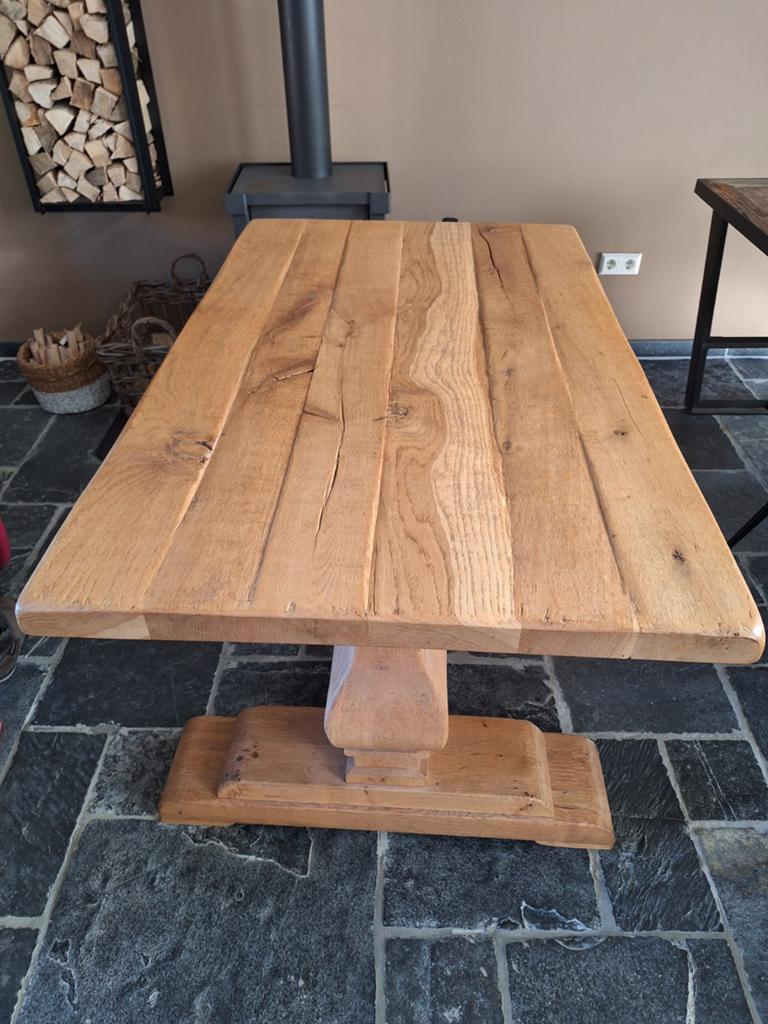 Massief eiken kloostertafel te koop, Ophalen, 100 tot 150 cm, Eikenhout, Kloostertafel