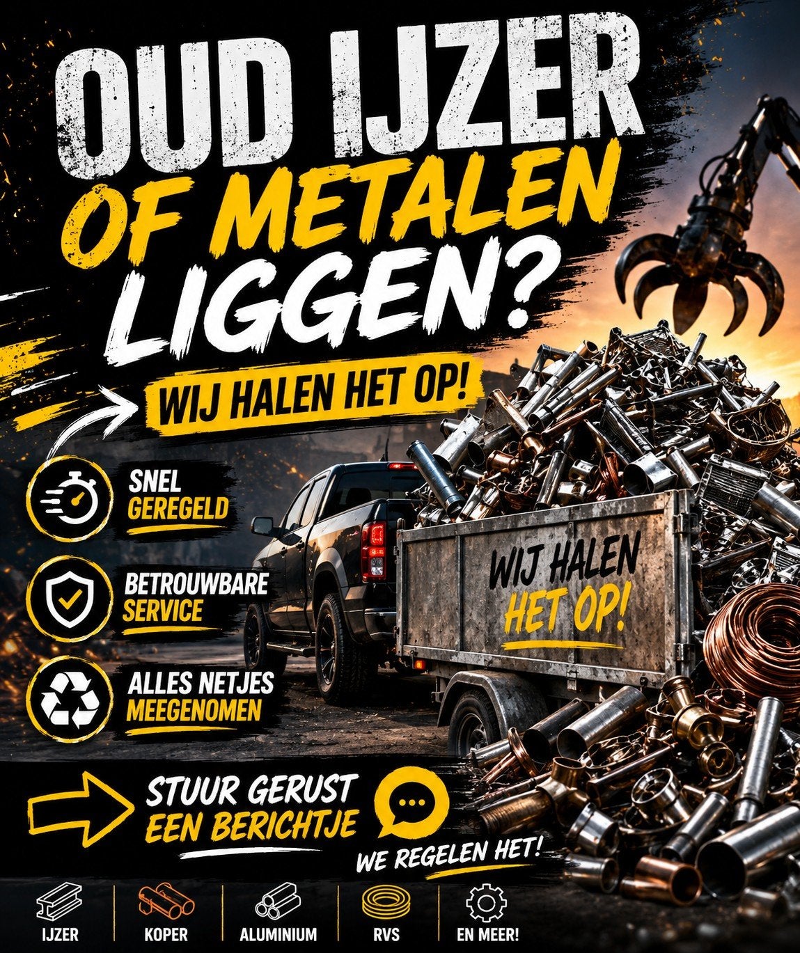 Oud ijzer en metalen ophaalservice, Ophalen of Verzenden