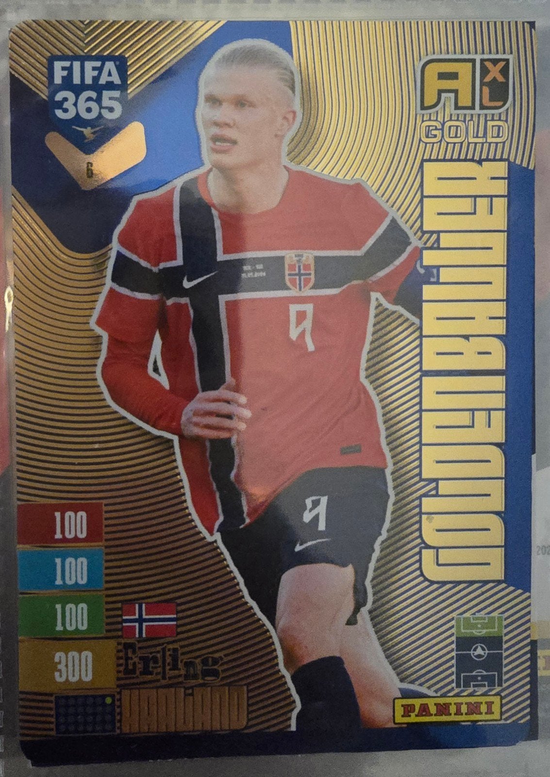 panini fifa adrenalyn 2027 golden baller haaland, Ophalen of Verzenden, Zo goed als nieuw, Plaatje