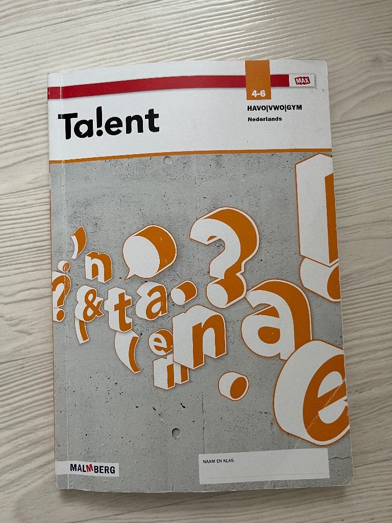 Talent vakboek Nederlands HAVO/VWO/GYM, Boeken, Malmberg, Ophalen of Verzenden, Zo goed als nieuw, Nederlands
