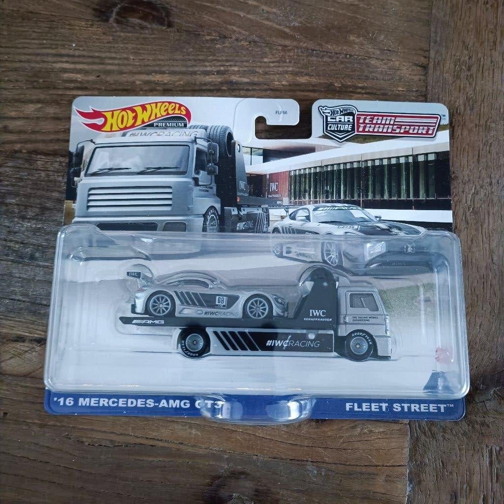Hot wheels Team Transport Mercedes AMG-GT3 + fleet street, Ophalen of Verzenden, Nieuw, Auto