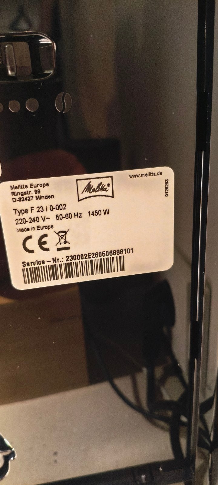 Melitta Caffeo Solo - Defect voor onderdelen, Ophalen of Verzenden, Niet werkend, Koffiemachine