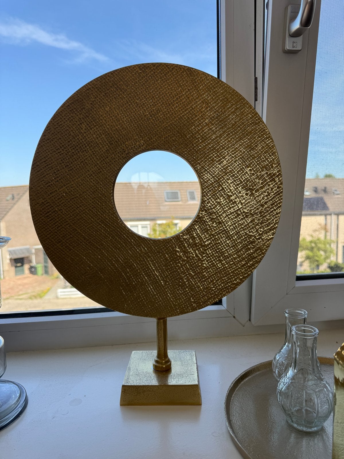 Rond Goud Ornament met Structuur, Ophalen of Verzenden, Zo goed als nieuw, Goud, Metaal