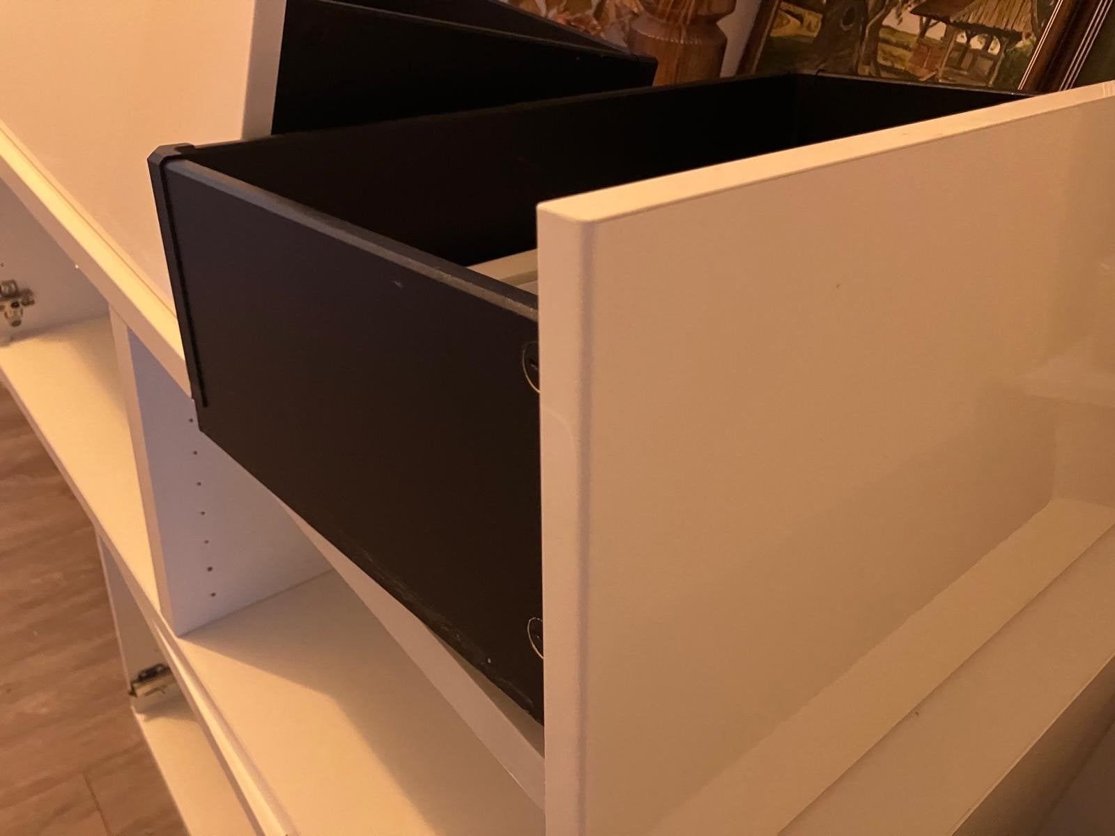 Besta Twee lades hoogglans wit 60x26, Ophalen, Kunststof, Gebruikt, 1 of 2 laden