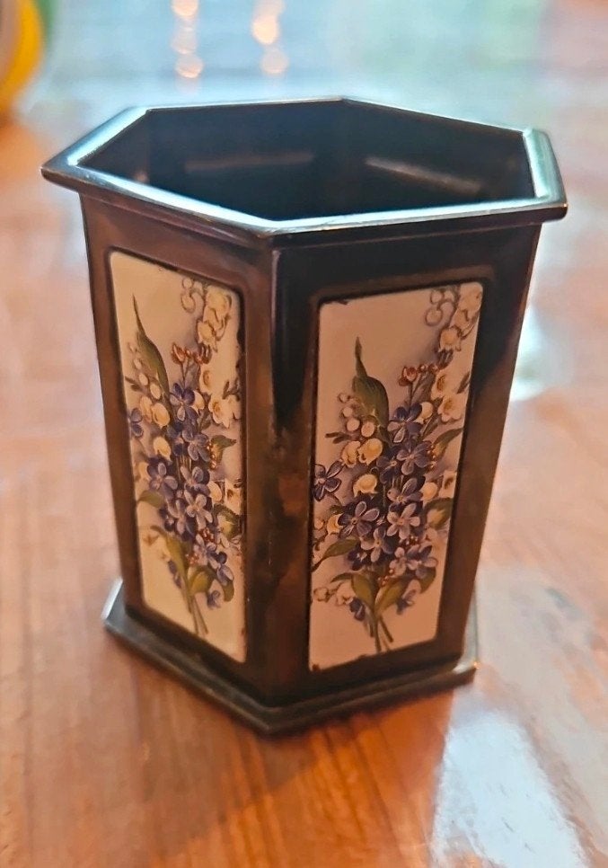 Pako Zilver 90 Penhouder met Bloemenmotief, Ophalen of Verzenden