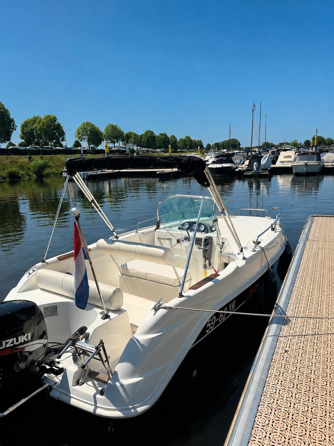 Marinello consoleboot met Suzuki 115pk buitenboordmotor, Watersport en Boten, Ophalen, 70 tot 120 pk, 115 pk, Buitenboordmotor