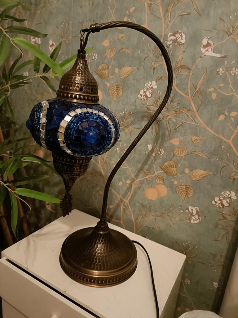 Prachtige Oosterse Mozaïek Lamp - Cobalt Blauw, Huis en Inrichting, Lampen | Tafellampen, Gebruikt, 50 tot 75 cm, Glas, Metaal