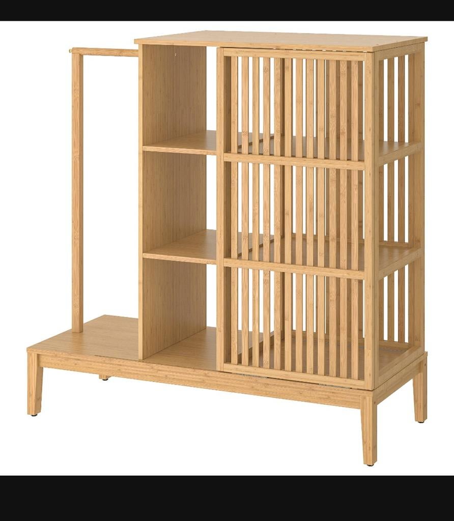IKEA NORDKISA Open kledingkast met schuifdeur, bamboe, Huis en Inrichting, Kasten | Kledingkasten, Ophalen, Met deur(en), 100 tot 150 cm