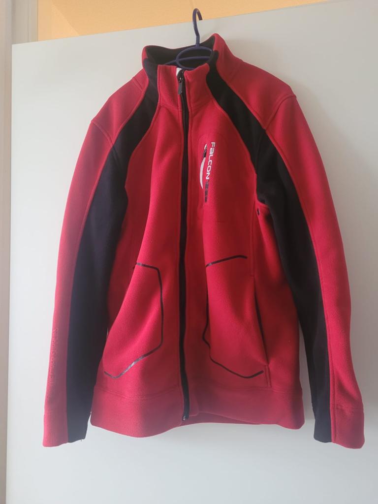 Te koop: rood/zwart Falcon vest heren, fleece, maat M, Ophalen of Verzenden, Zo goed als nieuw, Maat 48/50 (M), Rood