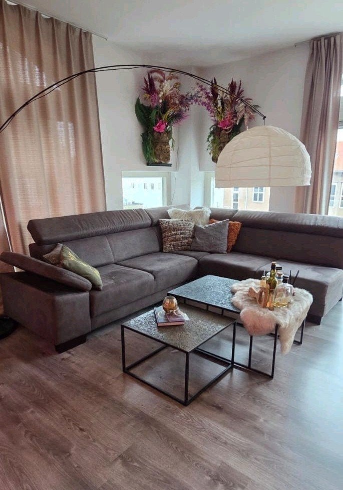 Hoekbank antraciet gemêleerd | 270 x 220 cm, Ophalen, Gebruikt