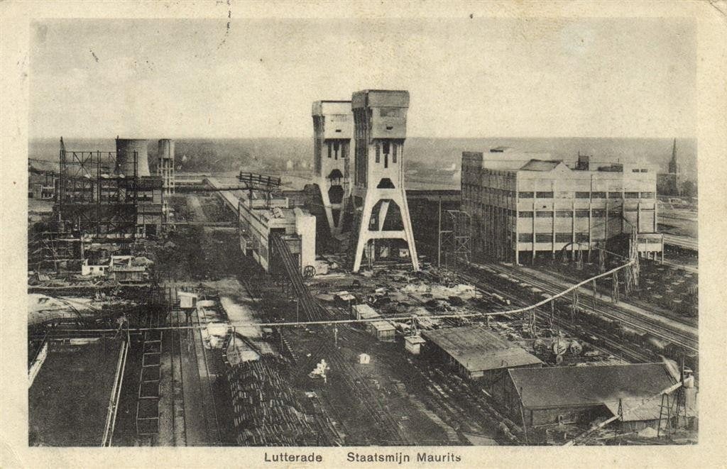 Lutterade - Staatsmijn Maurits - gezicht op - gelopen, Verzenden, 1920 tot 1940, Gelopen, Friesland