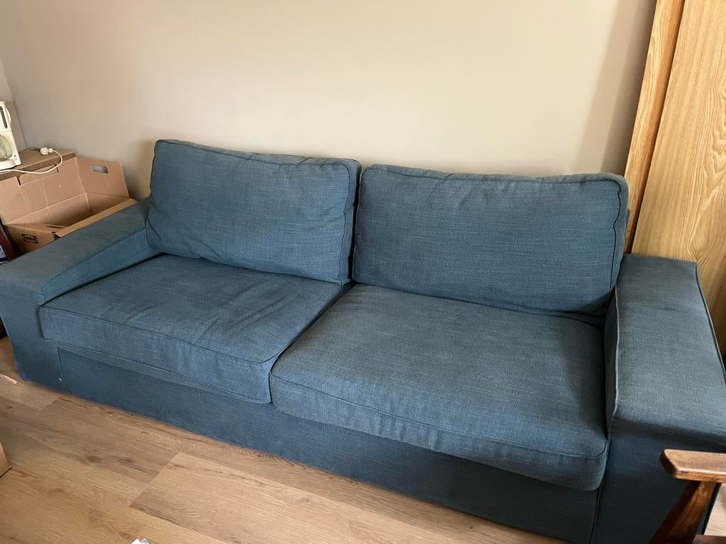 Blauwe bank van Ikea, Ophalen, Tweepersoons, 75 tot 100 cm, Zo goed als nieuw