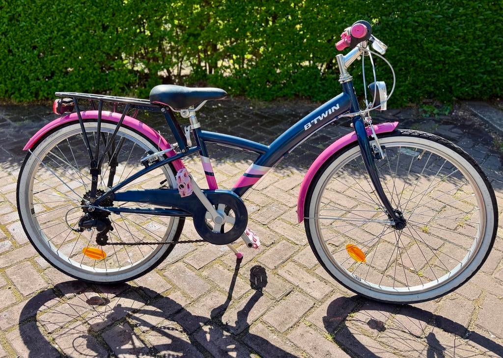 B’TWIN kinderfiets 24 inch met versnellingen en handrem, Ophalen, Gebruikt, Velgrem, 20 inch of meer