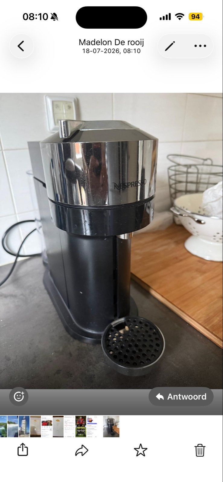 Nespresso Vertuo Next Koffiemachine - Zo goed als nieuw, Witgoed en Apparatuur, Ophalen, Koffiemachine, Zo goed als nieuw, 2 tot 4 kopjes