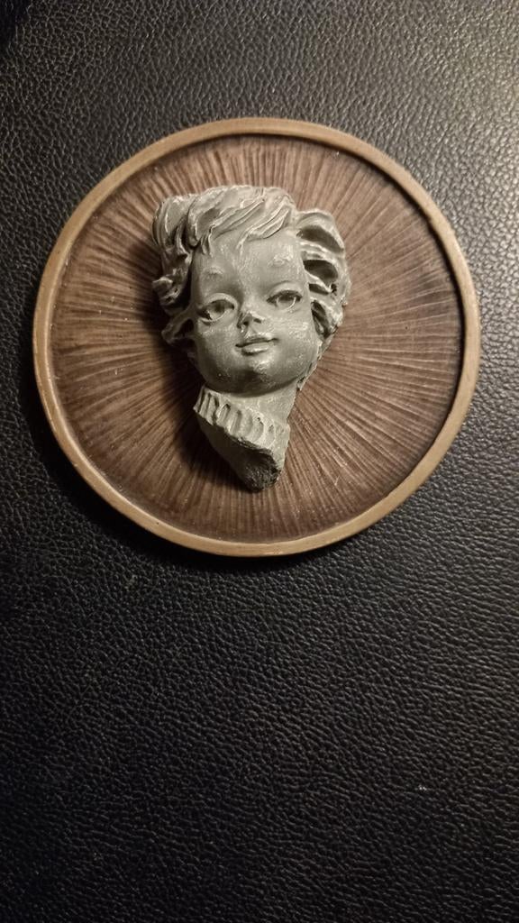 Vintage wanddecoratie: kinderhoofdje, Groen-Venlo, Ophalen of Verzenden