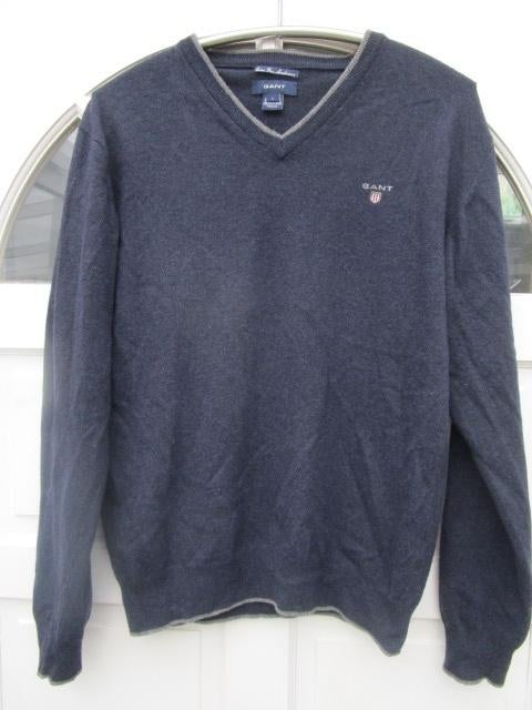 Keurige donkerblauwe lamswollen Gant trui, maat L valt als M, Ophalen, GANT, Zo goed als nieuw, Maat 48/50 (M)