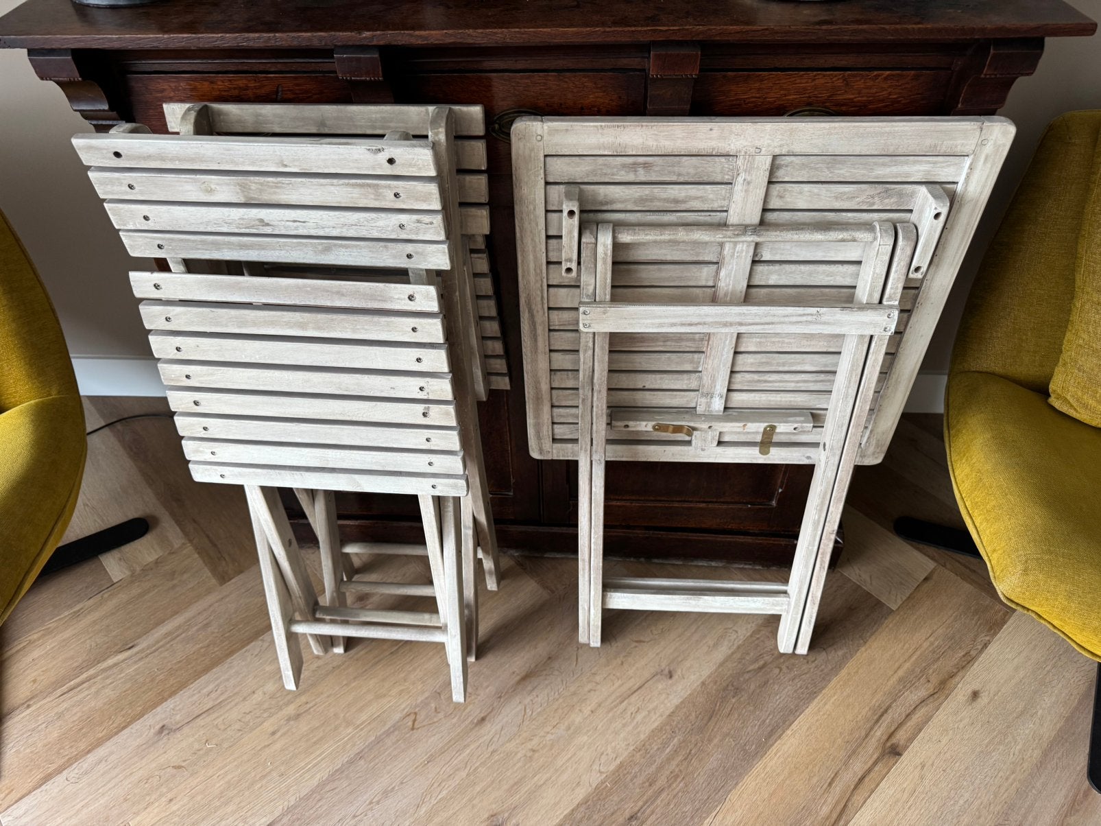 Tafel met stoelen inklapbaar, Huis en Inrichting, Ophalen, 55 tot 75 cm, Zo goed als nieuw, 60 cm of meer