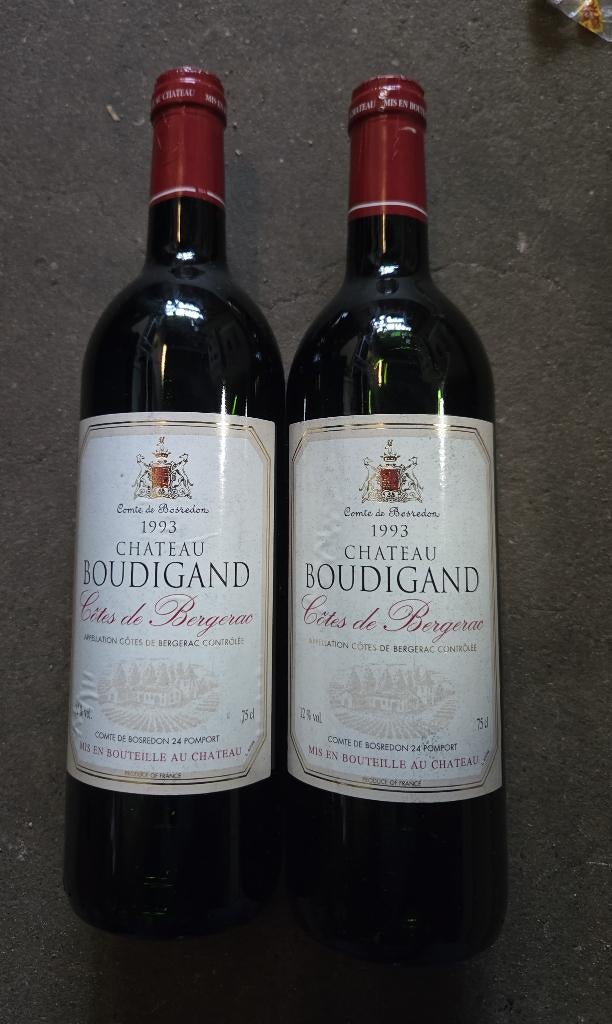 Château Boudigand Bergerac 1993, Frankrijk, Ophalen of Verzenden, Zo goed als nieuw, Rode wijn