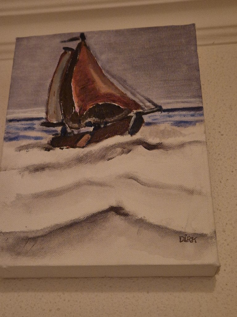 Schilderij Zeilboot op Zee - Dirk, Ophalen of Verzenden, Abstract